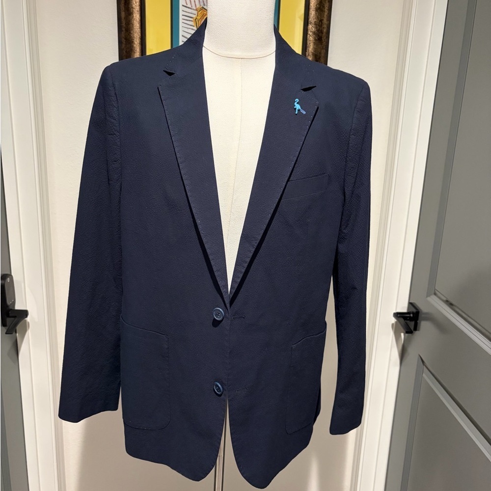 TailorByrd Men's Navy Seersucker Sport Coat Blazer 44L Never Worn